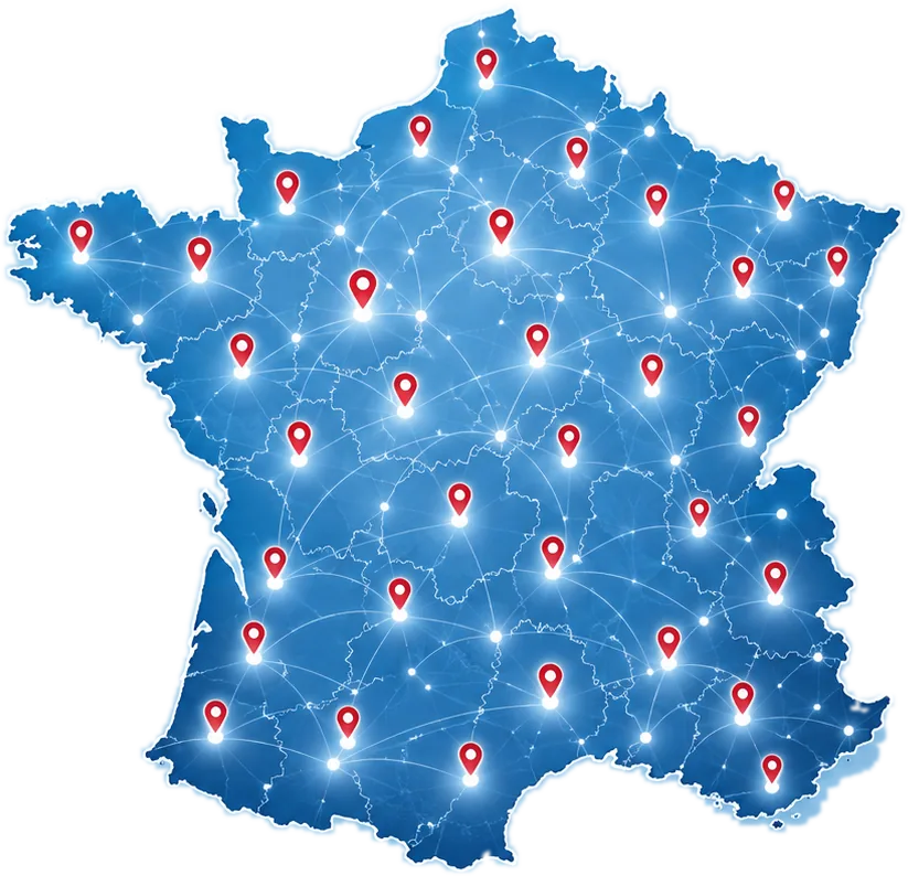 Carte de France : nos installateurs interviennent partout en France métropolitaine
